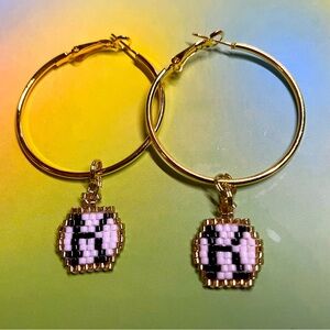 BEADED INITIAL HOOP EARRINGS- "K"